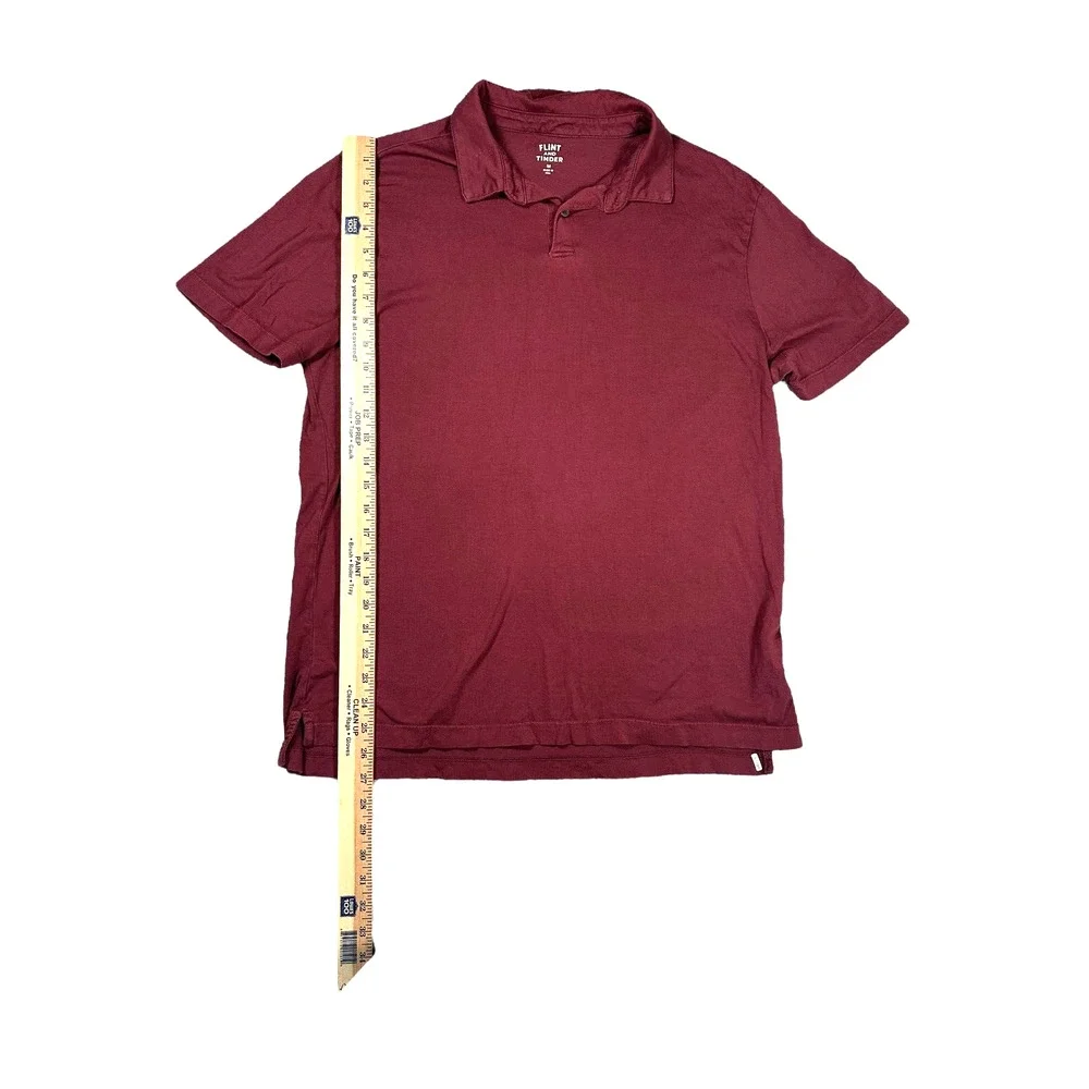 Flint and Tinder Polo Mens M Red Shirt Supima Cotton Made in USA Short Sleeve